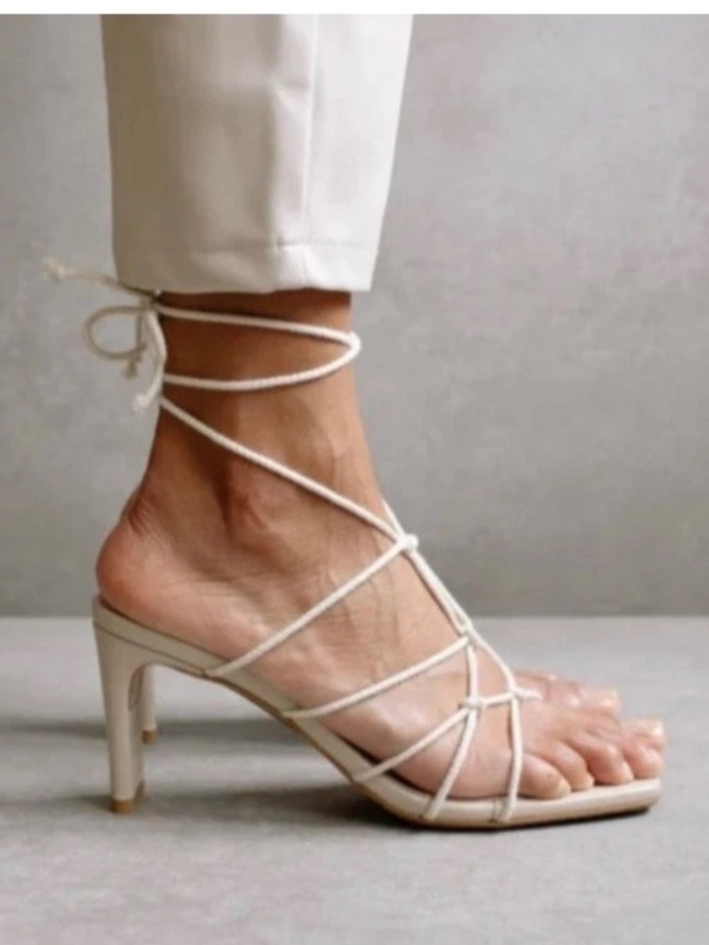 New Alohas Beige Lace-up Rope Sandals Size EU 38/US 7-7.5 - Picture 3 of 12